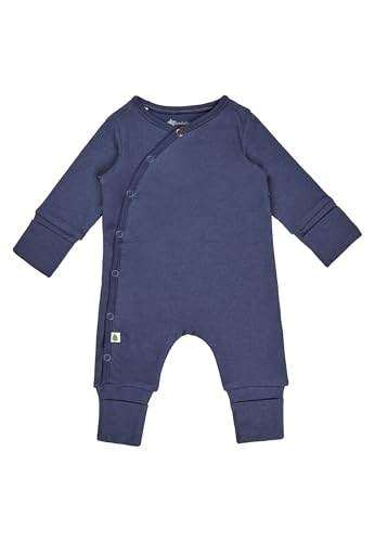 Sterntaler Baby Spieler aus Rippjersey – Playsuit in Wickeloptik mit Druckknöpfen – Langarm Overall mit Kratzschutz Umschlagbündchen – Jungen Strampler – Babykleidung ab Geburt – blau, Gr. 44 von Sterntaler