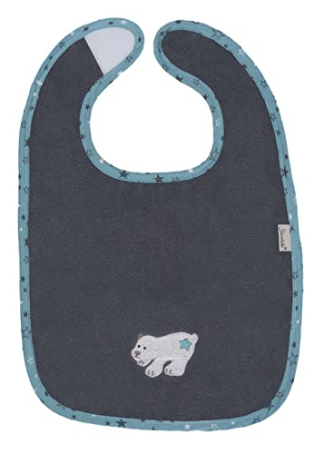 Sterntaler Baby Unisex Baby Lätzchen Klettlätzchen Eisbär Elia GOTS - Baby Lätzchen, Spucktuch Baby, Lätzchen Babies - dunkelgrau von Sterntaler