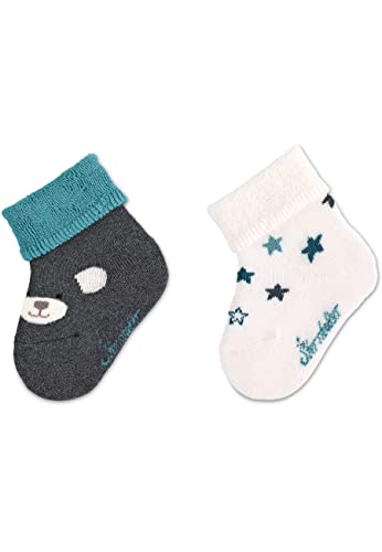 Sterntaler Baby Unisex Baby Socken Baby-Söckchen Doppelpack Eisbär Elia - Socken Baby, Babysöckchen - anthrazit meliert, 17/18 von Sterntaler