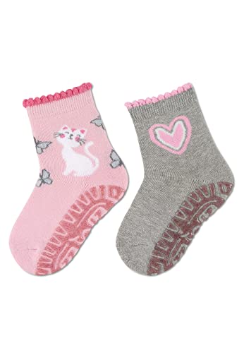 Sterntaler Baby Unisex Baby Socken Glitzer Flitzer AIR Doppelpack Katze - Socken Baby, Babysöckchen - mit Katzen Motiv - rosa, 24 von Sterntaler