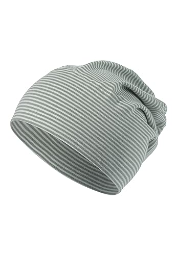 Sterntaler GOTS Beanie Ringel - Babymütze aus Singlejersey (Bio) gestreift - anschmiegsame Unisex Beanie Mütze variabel tragbar - Baby und Kinder Übergangsmütze, steingrün, Größe 51 von Sterntaler