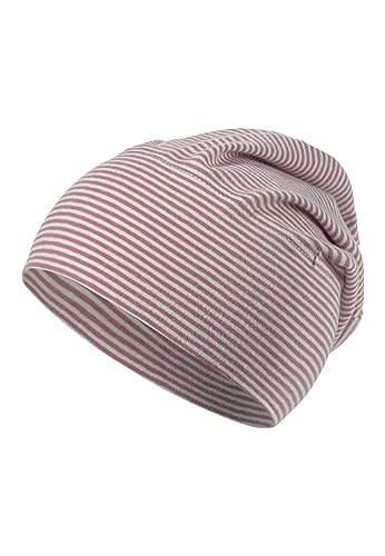 Sterntaler GOTS Beanie Ringel - Babymütze aus Singlejersey (Bio) gestreift - anschmiegsame Unisex Beanie Mütze variabel tragbar - Baby und Kinder Übergangsmütze, samtrosa, Größe 49 von Sterntaler