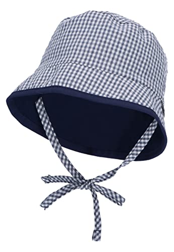 Sterntaler Baby Unisex Hut Baby Wende Fischerhut Karo - Baby Hut, Kopfbedeckung Baby Sommer, Sommerhut Baby - aus Baumwolle - marine, 43 von Sterntaler