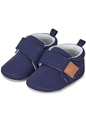 Sterntaler Baby Krabbelschuhe uni – Unisex Babyschuhe aus Canvas mit Jerseyfutter – Knöchelhohe Baby Schuhe mit rutschfester Sternensohle – Krabbelschuhe aus Baumwolle – Größe 22, Farbe marine von Sterntaler