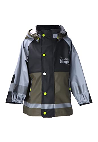 Sterntaler Baby Unisex Regenjacke Kinder Funktions-Regenjacke - Regenjacke - Wasserdicht mit Reißverschluss und verschweißten Nähten - dunkelgrün, 74 von Sterntaler