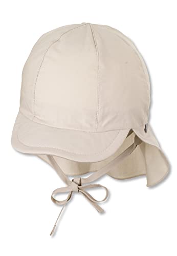Sterntaler Schirmmütze Nacken - Unisex Baby- und Kinder Mütze mit Nackenschutz und einsteckbaren Ohrenklappen - UV-Schutz 50+ Sommermütze zum Binden - Popeline (Bio) Kopfbedeckung - beige, Größe 51 von Sterntaler