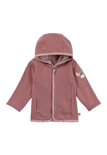 Sterntaler Babyjacke zum Wenden aus Baumwolljersey - mit Kapuze und Druckknöpfen - Wendeseite einfarbig mit seitlichen Eingrifftaschen - Mädchen Sommerjacke für Baby und Kleinkind, perlrosa, Größe 74 von Sterntaler