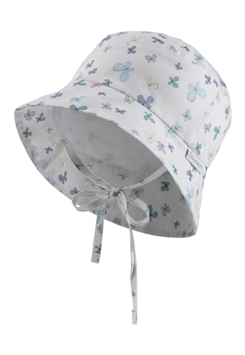 Sterntaler Babyhut Schmetterlinge mit Größenregulierung - Mädchen Babyhut mit Bindeband - Sonnenhut aus Baumwolle mit UV -Schutz 30 für optimalen Sonnenschutz - weiß, 45 von Sterntaler