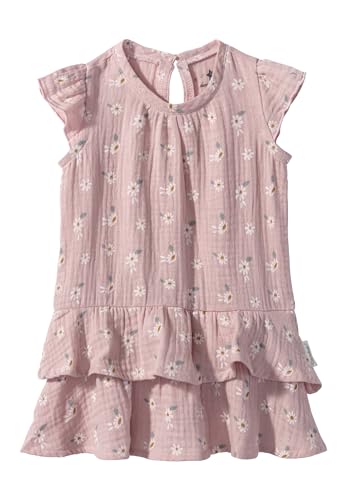 Sterntaler Babykleid Blümchen Hase Happy für Mädchen - Babykleid mit bequemer Weite und zwei Volants als Abschluss - weicher Baumwoll-Musselin-Stoff sorgt für ein angenehmes Tragegefühl - samtrosa, 68 von Sterntaler