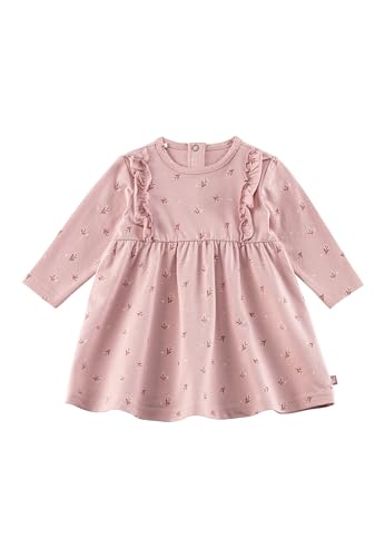 Sterntaler Kleid Blümchen - Mädchen Kleid aus Baumwolljersey mit Druck - Langarm Kleid mit Volants und gekräuseltem Rockteil - Knopfleiste im Nacken, Kinderkleidung ab Geburt, mattrosa, Größe 74 von Sterntaler