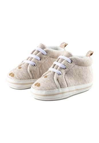 Sterntaler Babyschuh Ente Edda, Unisex - Babyschuhe mit aufgenähter und rutschfester Sohle - mit elastischen Schnürsenkeln - aus Baumwolle und Kunstleder - gefüttert mit Teddyflausch, beige,20 von Sterntaler