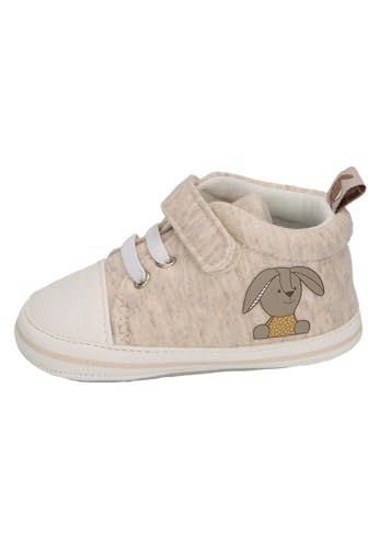 Sterntaler Babyschuh Hase Happy Unisex aus Baumwollstoff und Kunstleder - Schuhe mit Klettverschluss und elastischer Schnürung - Babyschuhe aus hochwertigem Material - beige, 16 von Sterntaler