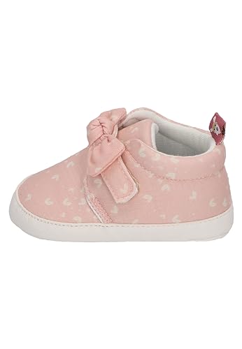 Sterntaler Babyschuh Herz für Mädchen aus bedrucktem Baumwollstoff mit Herzchen - Materialmix mit Herzen - Babyschuhe mit Klettverschluss und Schleife - zartrosa, 22 von Sterntaler