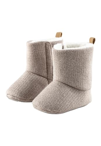 Sterntaler Babystiefel Strick Mädchen - Babyschuhe mit aufgenähter und rutschfester Sohle - Klettverschluss - aus weichem Jersey in Strickoptik, gefüttert mit Teddyflausch, braun, 22 von Sterntaler