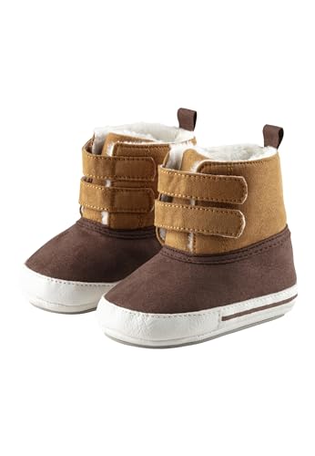 Sterntaler Babystiefel aus gewebtem Velour mit Kunstleder, Jungen - mit aufgenähter und rutschfester Sohle - Klettverschluss - gefüttert mit Teddyflausch, dunkelbraun, 17-18 von Sterntaler
