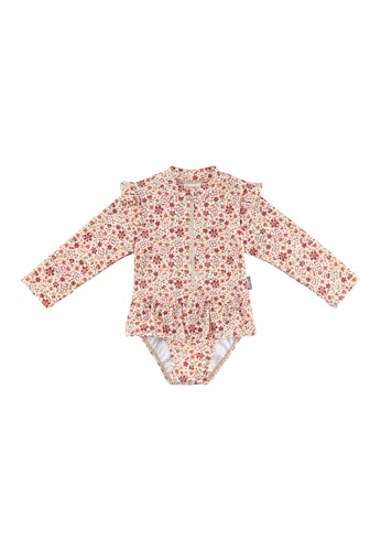 Sterntaler Badeanzug Blumen – UV-Schutz 50+ Schwimmanzug Mädchen Langarm – Baby Badeanzug mit Volants und Blumenprint – Bademode mit Windeleinsatz bis Größe 86/92 – Ecru, Größe 92 von Sterntaler