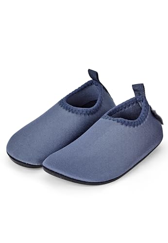Sterntaler Badeschuhe Uni – Baby Aquaschuhe – Unisex Strand Slipper mit flexibler Sohle – schnelltrocknend & leicht - Ideal für Strand & Schwimmbad - Kinder Bademode – Farbe blau, Größe 22 von Sterntaler