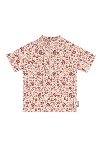 Sterntaler Badeshirt Kurzarm Blumen Print – UV-Schutz 50+ Schwimmshirt mit Stehkragen – Mädchen UV Shirt mit Reißverschluss vorne – Baby Badebekleidung, Bademode, Ecru, Größe 80 von Sterntaler