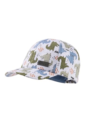 Sterntaler Basecap Krokodile - Jungen Baseball Cap aus Singlejersey mit Krokodil Druck - Sommer Cappy elastisch mit Gummi - sportive Baby und Kinder Schirmkappe, UV-Schutz 50+, silber, Größe 45 von Sterntaler