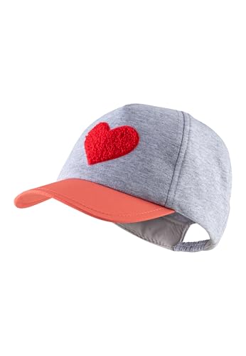 Sterntaler Basecap Herz - Mädchen Schirmmütze mit Applikation Herz - Sommer Baseball Cap elastisch mit Gummizug - Sportive Baby und Kinder Schirmkappe, Silber Melange, Größe 45 von Sterntaler