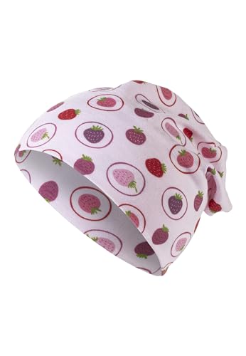 Sterntaler Beanie Erdbeeren Sommer Jersey - Babymütze aus Flammgarnjersey für Mädchen mit UV Schutz 50+ - Leichte Mütze mit Erdbeer -Druck schützt den Kopf an heißen Tagen vor der Sonne - rosa, 45 von Sterntaler