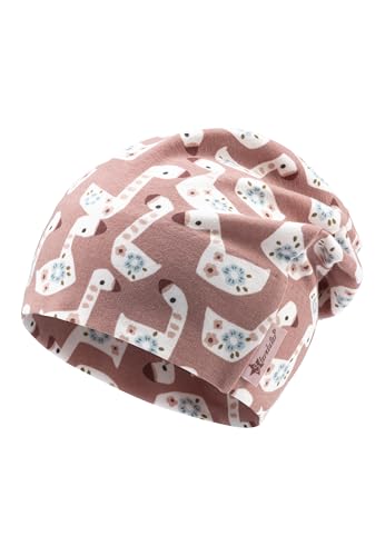 Sterntaler Beanie Bedruckt mit Gänse für Mädchen - Baby und Kinder Mütze für Herbst und Winter - aus Sweat-Stoff - samtrosa, 53 von Sterntaler