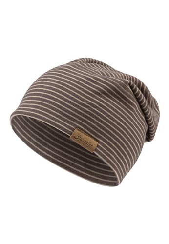 Sterntaler Beanie mit feinem Streifen - Unisex Baby und Kinder Mütze aus weichem Microfleece - Mütze mit und ohne Umschlag tragbar - Übergangsmütze - dunkelgrau, 55 von Sterntaler