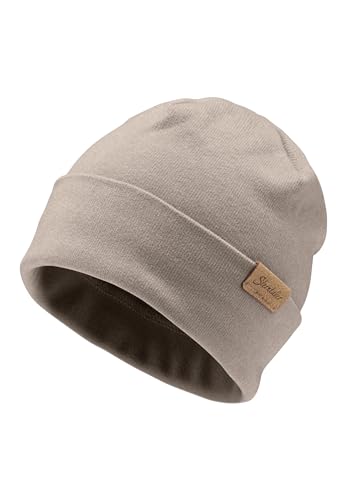 Sterntaler Beanie aus feiner Strickware - Zeitlose Unisex Mütze mit Umschlag - passend für Jungen und Mädchen - Zwei Tragevarianten - bequem und elastisch - Sand, Größe 37 von Sterntaler