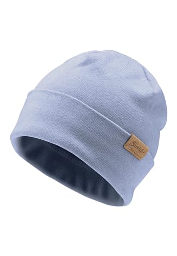 Sterntaler Beanie aus feiner Strickware - Zeitlose Unisex Mütze mit Umschlag - Verschiedene Tragevarianten - bequem und elastisch - samtblau, Größe 55 von Sterntaler
