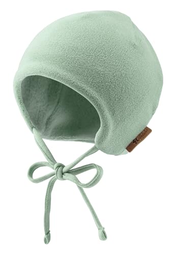 Sterntaler Beanie aus Microfleece Unisex - Baby und Kinder Mütze mit angeschnittenen Ohrenklappen und Bindeband - gefüttert mit Baumwollfleece - steingrün, 39 von Sterntaler