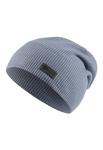 Sterntaler Beanie Pique - Lässige Baby Beanie aus Waffelpique - UV -Schutz 30 für Spielspaß an heißen Tagen - Unisex Babymütze schützt den Kopf vor der Sonne - Leichte Mütze - graublau, 45 von Sterntaler