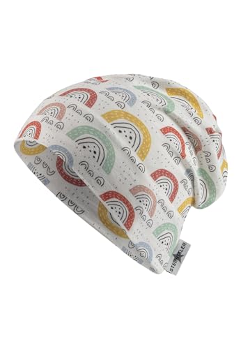 Sterntaler Beanie Regenbogen - Babymütze bedruckt mit Regenbogen - Mädchen Beanie Mütze aus weichem Jersey - Baby und Kinder Übergangsmütze, ecru, Größe 55 von Sterntaler