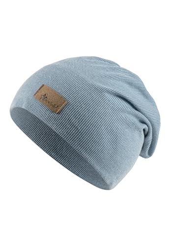 Sterntaler Beanie Rippen - Slouch -Beanie gestrickt mit stylischem Umschlag - Leichte Mütze für Babys - Beanie Jungen mit feinem Rippenmuster - graublau, 45 von Sterntaler