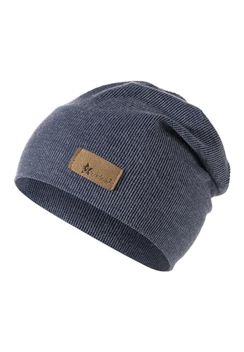 Sterntaler Beanie Rippen - Slouch -Beanie gestrickt mit stylischem Umschlag - Leichte Mütze für Kinder - Beanie Jungen mit feinem Rippenmuster - marine, 51 von Sterntaler