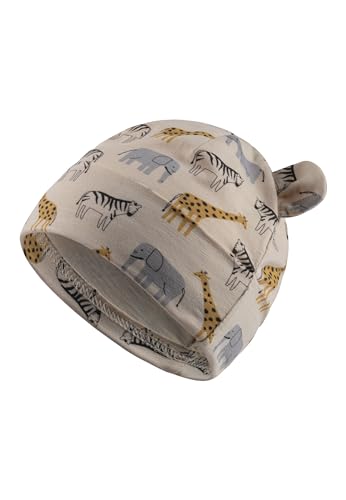Sterntaler Beanie Safaritiere - Babymütze mit UV -Schutz 30, mit Safaritieren - Leichte Mütze mit Umschlag und Ohren für Babys - Beanie schützt den Kopf vor der Sonne - beige, 37 von Sterntaler