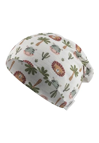 Sterntaler Beanie Safaritiere - Beanie Kinder - Unisex Kindermütze aus Flammgarnjersey mit Safaritieren - Mütze schützt den Kopf vor der Sonne - Leichte Mütze für Kinder - ecru, 51 von Sterntaler