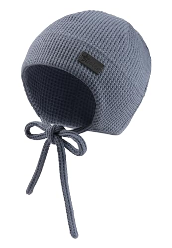 Sterntaler Beanie Waffelpique mit Bindeband Unisex - Baby Beanie mit UV -Schutz 30 für Spielspaß an heißen Tagen - Leichte Mütze für Babys - graublau, 37 von Sterntaler