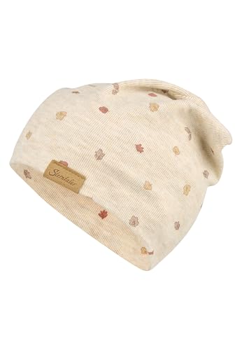 Sterntaler Beanie aus Mischgewebe Bedruckt mit kleinen Blättern - warme Unisex Mütze mit Zwei Tragevarianten - flexibel, warm und bequem - Natur, Größe 49 von Sterntaler