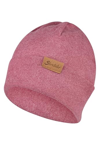 Sterntaler Beanie aus feiner Strickware - Zeitlose Unisex Mütze mit Umschlag - Verschiedene Tragevarianten - bequem und elastisch - beerenrosa, Größe 47 von Sterntaler