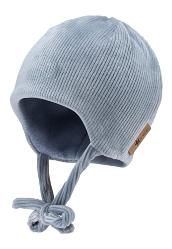 Sterntaler Beanie in Cord Optik Unisex - Baby und Kinder Mütze mit Ohrenklappen - gefüttert mit Baumwollfleece - blau, 47 von Sterntaler