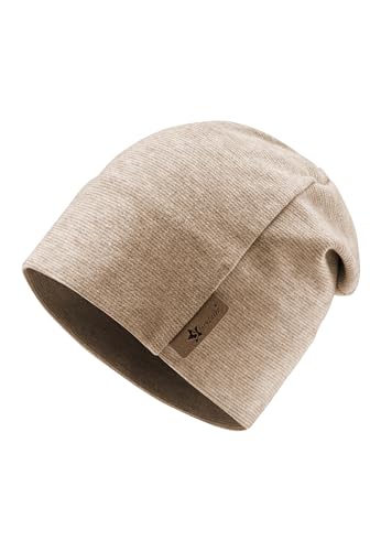 Sterntaler Beanie aus Mischgewebe in Melange Optik - Zeitlose Unisex Mütze mit feinen Streifen - warm, weich und bequem - rost, Größe 47 von Sterntaler