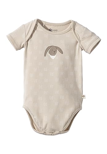 Sterntaler Body Punkte Hase Happy - Baby Body für Jungen aus Baumwolljersey mit Punktemuster und Häschenprint - Bequemer Strampler mit kurzen Ärmel - beige, 86 von Sterntaler