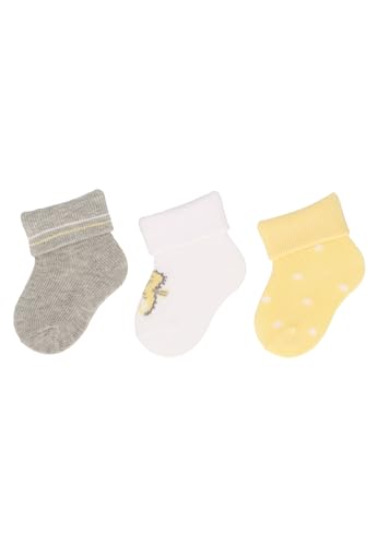 Sterntaler Erstlingssocken 3er Pack Seepferd Umschlag - Socken für Mädchen - Babysocken mit Umschlag und Motiven - hellgrau melange, 0 von Sterntaler