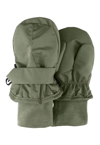 Sterntaler Rips Fäustling mit Daumen, wasserabweisend, mit elastischem Bündchen (Bio) und Klettverschluss - Unisex Accessoires für Babys & Kleinkinder - warm und funktional - mattgrün, Gr. 3 von Sterntaler