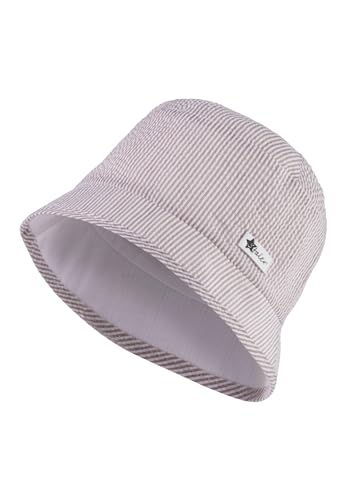 Sterntaler Fischerhut Streifen - Fischerhut Jungen aus gecrashtem Mischgewebe - Hut gefüttert mit Bio -Batist und UV -Schutz 50+ - Babyhut aus hochwertigem Material - blassbraun, 45 von Sterntaler