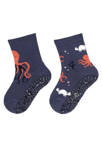 Sterntaler Fli Fli AIR 2er Pack Quallen - Fliesen Flitzer für Jungen im Doppelpack - Stoppersocken mit rutschfester Sohle - Fliesensocken mit Motiven - blau, 24 von Sterntaler