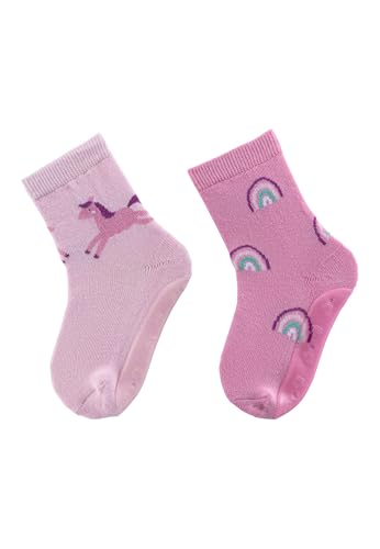 Sterntaler Fli Fli AIR Doppelpack Einhorn - Mädchen Fliesen Flitzer mit Motiv - Stoppersocken Baby mit Innenfrottee im Sohlenbereich- Baby und Kinder Strümpfe mit Anti-Rutsch-Sohle, puderrosa, 18 von Sterntaler