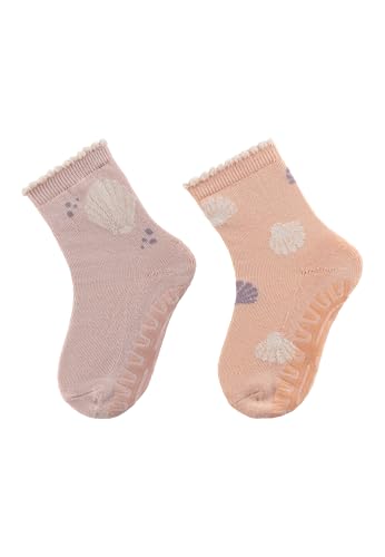 Sterntaler Fli Fli AIR Doppelpack Muscheln - Mädchen Motiv Fliesen Flitzer - Stoppersocken Baby mit Innenfrottee im Sohlenbereich - Baby und Kinder Strümpfe mit Anti-Rutsch-Sohle, staubrosa, Größe 26 von Sterntaler