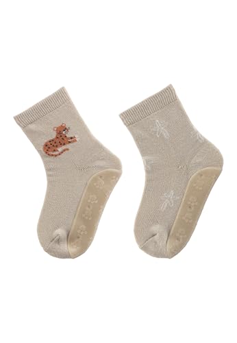 Sterntaler Fli Fli AIR Doppelpack Tiger - Unisex Fliesen Flitzer mit Motiven - Stoppersocken Baby mit Innenfrottee im Sohlenbereich - Baby und Kinder Strümpfe mit Anti-Rutsch-Sohle, beige, Größe 26 von Sterntaler