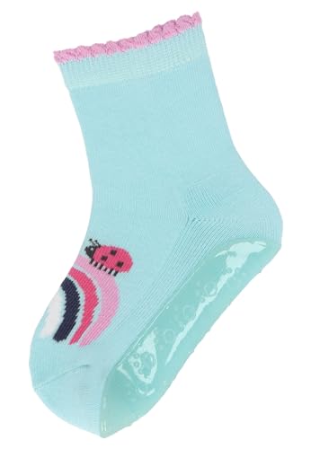 Sterntaler Fli Fli AIR Käfer - Fliesen Flitzer für Mädchen - Stoppersocken mit rutschfester Sohle - Fliesensocken mit Motiven - helltürkis, 28 von Sterntaler